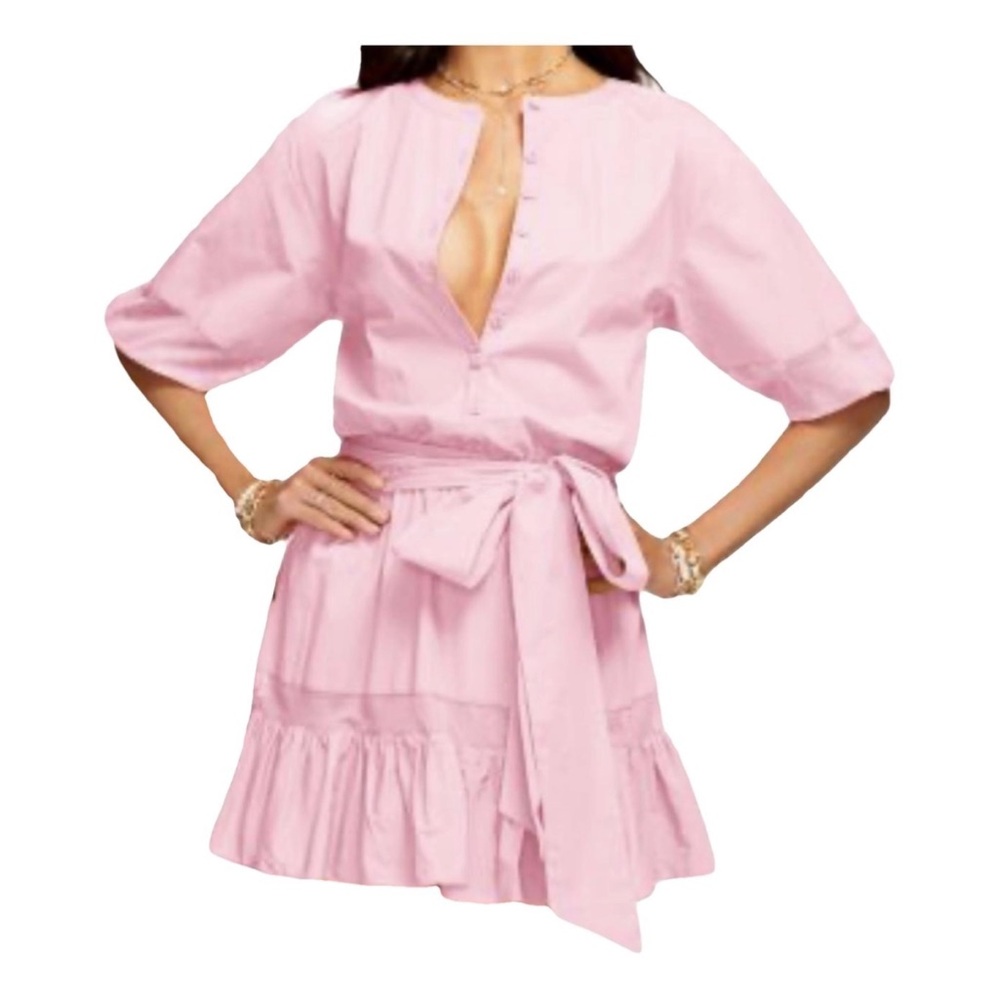 Ramy Brook Pink Button-Down Dress with Belt